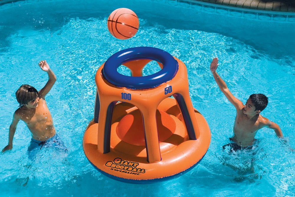 swimline 90285 basketball hoop giant shootball inflatable fun swimming pool toy