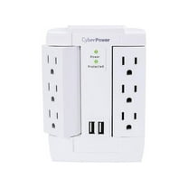 CyberPower CSP600WSURC2 6-Outlet Swivel Professional Surge Protector Wall Tap With 2 USB Ports