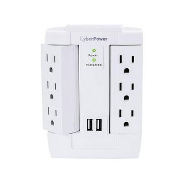 CyberPower CSP600WSURC2 6-Outlet Swivel Professional Surge Protector Wall Tap With 2 USB Ports