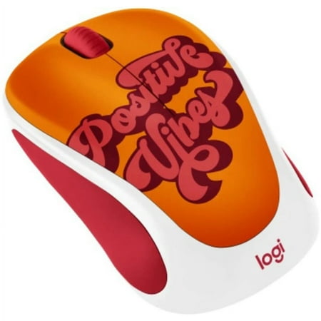Logitech - Design Collection Limited Edition Wireless 3-button Ambidextrous Mouse with Colorful Designs - Positive Vibes