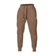 thumbnail image 4 of HOOMEUMY Men's Sweatpants with Pockets Drawstring Bound Feet Basic Casual Joggers Tapered Fleece Gym Workout Pants Brown XL, 4 of 5
