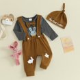 thumbnail image 2 of Okbabeha Brother Matching Outfits For Boys Easter Bunny Print Round Neck Romper+Elastic Waist Suspender Pants Easter Outfits, 2 of 8