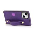 thumbnail image 3 of Allytech Slim Case for iPhone 13 mini with Card Slot & Shoulder Strap, Premium PU Leather Adjustable Strap Wristband Kickstand Shockproof Full Protective Cover for Women Men - Purple, 3 of 11