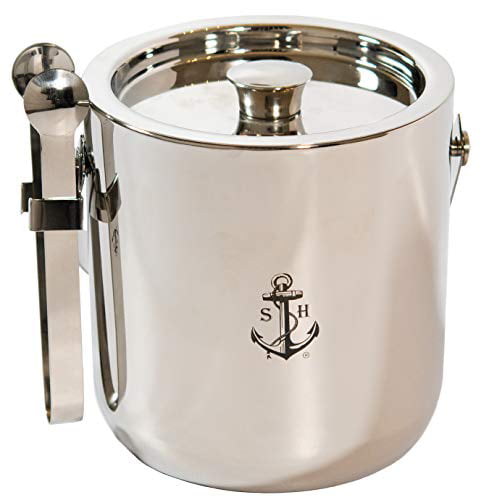 3 Litre Ice Bucket Insulated Stainless Steel Double Wall with Lid and Ice Tongs,Copper