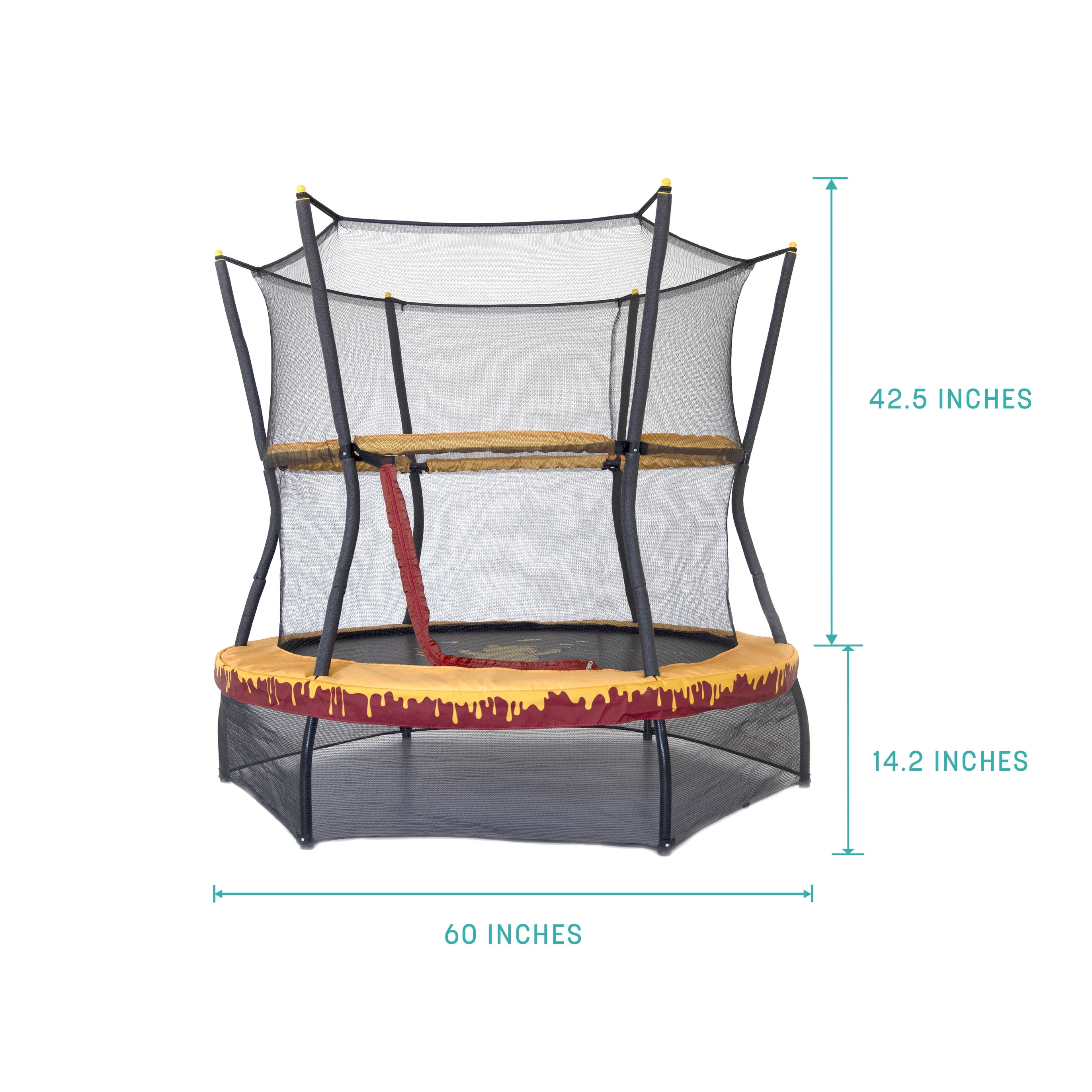 SKYWALKER SPORTS 60" Mini Trampoline with Safety Enclosure Net & Handlebar - Indoor/Outdoor No-Spring Rebounder for Kids & Toddlers, Heavy-Duty Steel Frame
