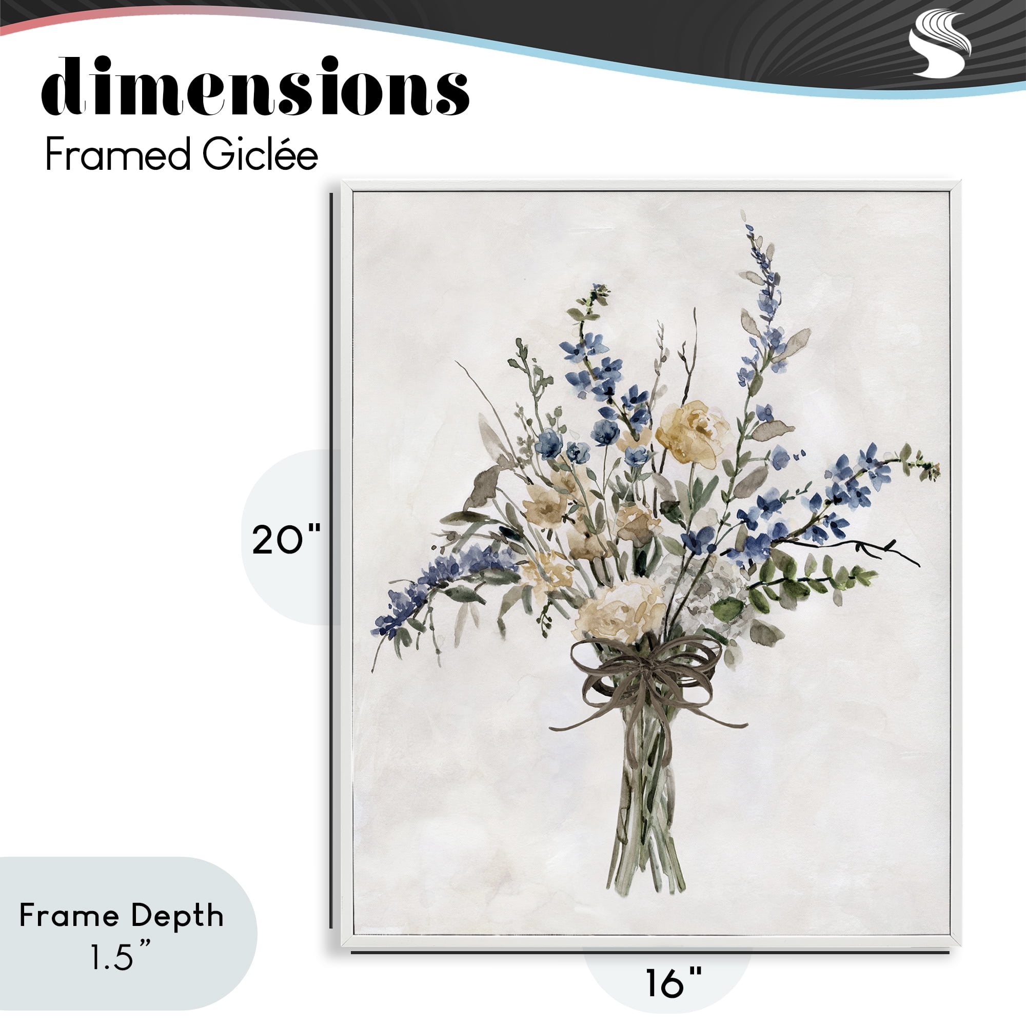 Stupell Industries Subdued Flower Bushel White Framed Giclee Art, design by Carol Robinson