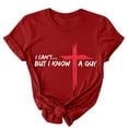 thumbnail image 5 of Kayannuo Hauts pour Femmes en Liquidation Chemises pour Femmes Saint-Valentin Lettrage de Pâques Imprimé Col Rond Manches Courtes Haut/chemise Manches Courtes Col Rond, 5 of 5