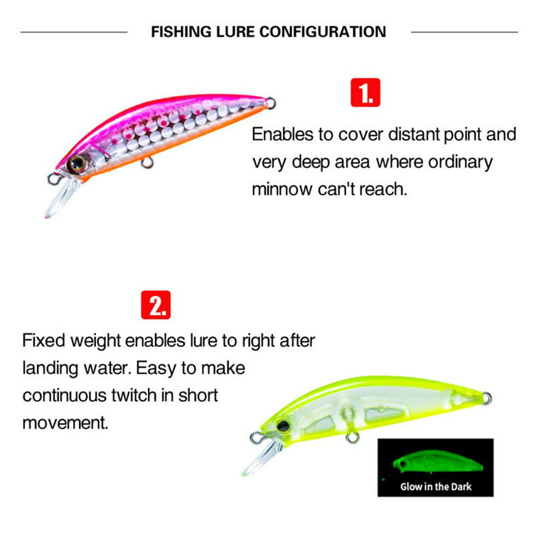 50mm 6g Tackle Useful Crankbaits Fish Hooks Long Casting Lure Minnow Lures  SinKing Minnow Baits COLOR G 