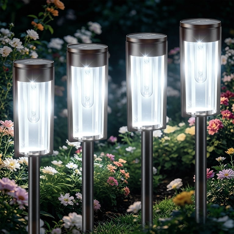 Rirool Solar Pathway Lights, 4-Pack Auto On/Off photo 1