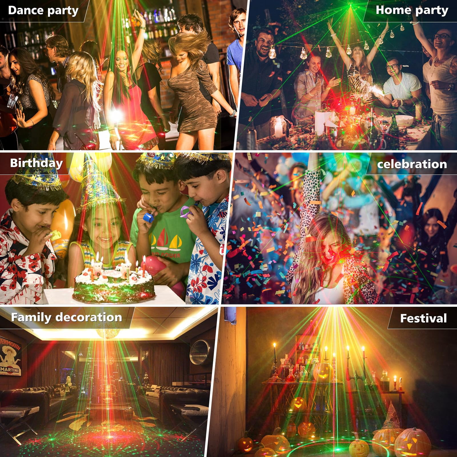 AGCAN Halloween Party Lights, Stage Laser Strobe Lights, DJ Disco Lights with Remote Control and Sound Activated, for KTV Pub Club Dance Birthday Christmas Party