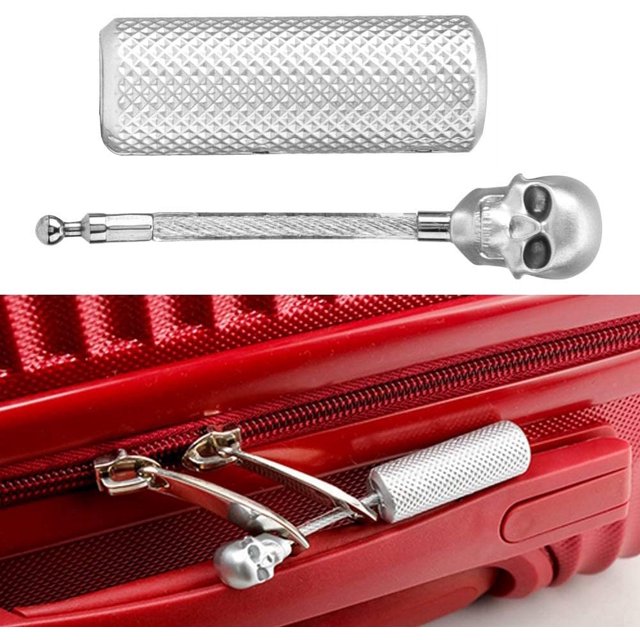HUGFEGWE Password Lock, Suitcase Lock Wire Rope Customs Password Skull Lock,Suitable for Suitcases, Backpacks, Computer Cases and Most Belongings (Silver) U2536-0958