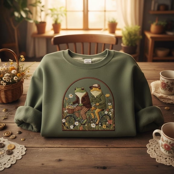 Frog and Toad Embroidered Shirt Classic Book Sweatshirt Cottagecore Aesthetic Frog Embroidery Top Book Lover Gift Nature Shirt