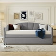thumbnail image 7 of Twin Upholstered Daybed, Modern Tufted Daybed Sofa Bed With Trundle Bed and Wood Slat Support, Twin Bed Platform Frame for Living Room Bedroom, No Box Spring Needed, Gray, 7 of 7