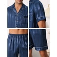 thumbnail image 5 of Unique Bargains Men's Satin Button Down Striped Short Sleeve Shorts Pajama Set S Blue, 5 of 6