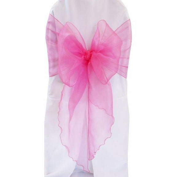 Wedding Linens Inc. (10pcs) 12" x 116" Organza Sheer Chair Sashes Chair Sash Bow ties with Angle end style for Wedding Party Catering Banquet Decoration Events - Bubble Gum
