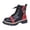 Red, variant on Halloween Combat Boots for Women Punk Skeleton Chain Studded Leather Lace up Platform Chunky Lug Sole Riding Short Ankle Booties