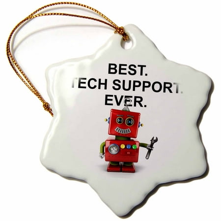 3dRose Best Tech Support Ever toy robot with wrench - Snowflake Ornament,