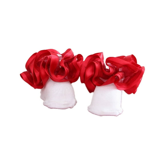 AUQ Kid Socks,Cotton Socks for Kids,Girl Socks,Red