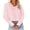Pink, variant on Women Long Sleeve Solid Color V Neck Cropped T Shirts Crop Tops