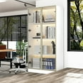 thumbnail image 3 of KULAGAGA 4-Tier Bookcase Display Cabinet, Tall Bookshelf Storage Cabinet with Glass Doors and LED Light for Living Room, Office, Dining Room, White, 3 of 7