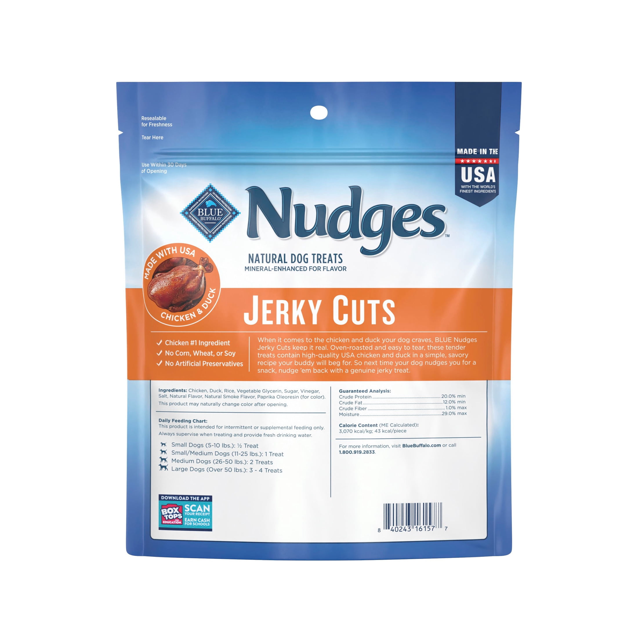 Blue Buffalo Nudges Jerky Cuts, Natural Dog Treats, Duck Jerky, 28oz Bag