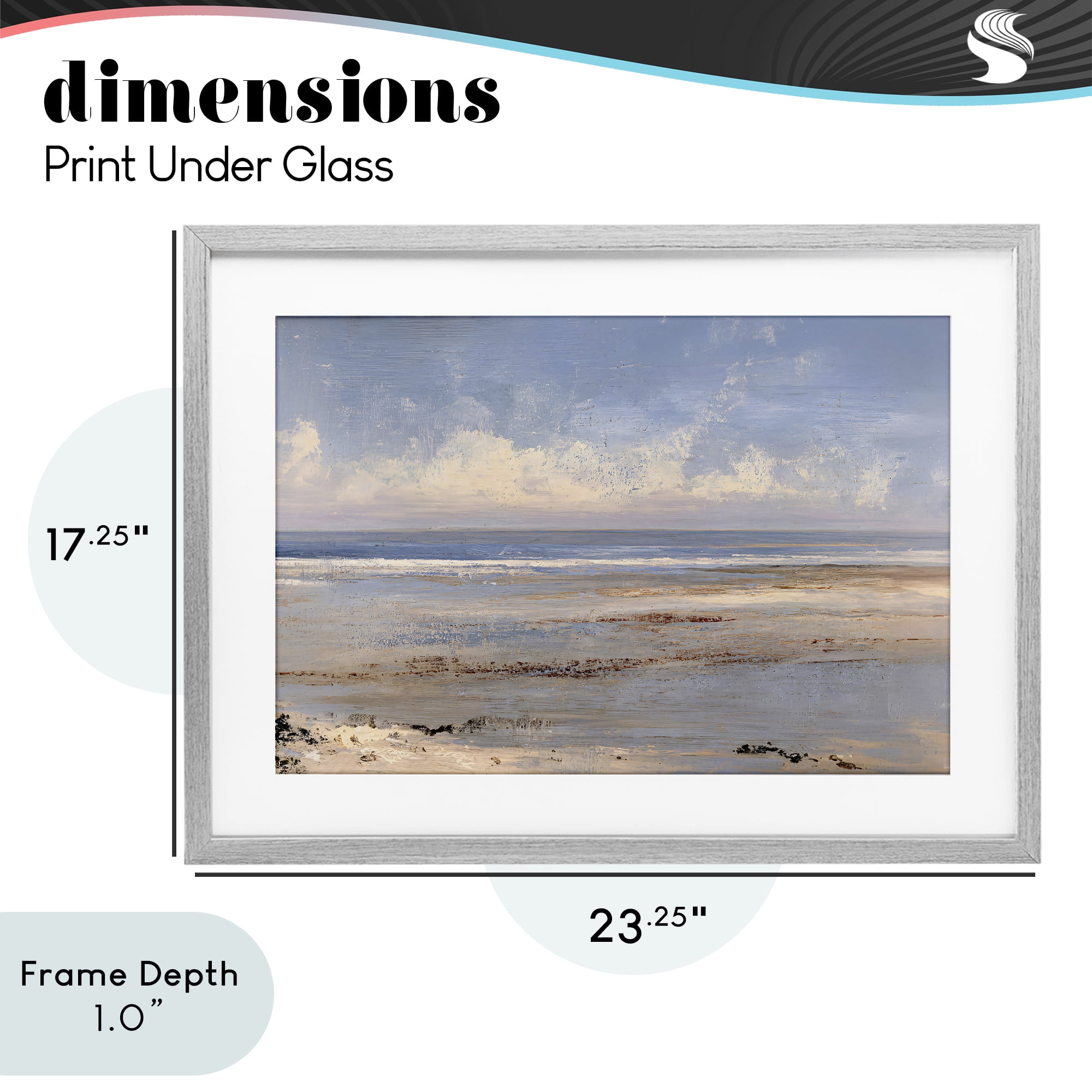 Stupell Industries Rustic Ocean Horizon Impression Gray Framed Print Under Glass, design by Jacky Ngan