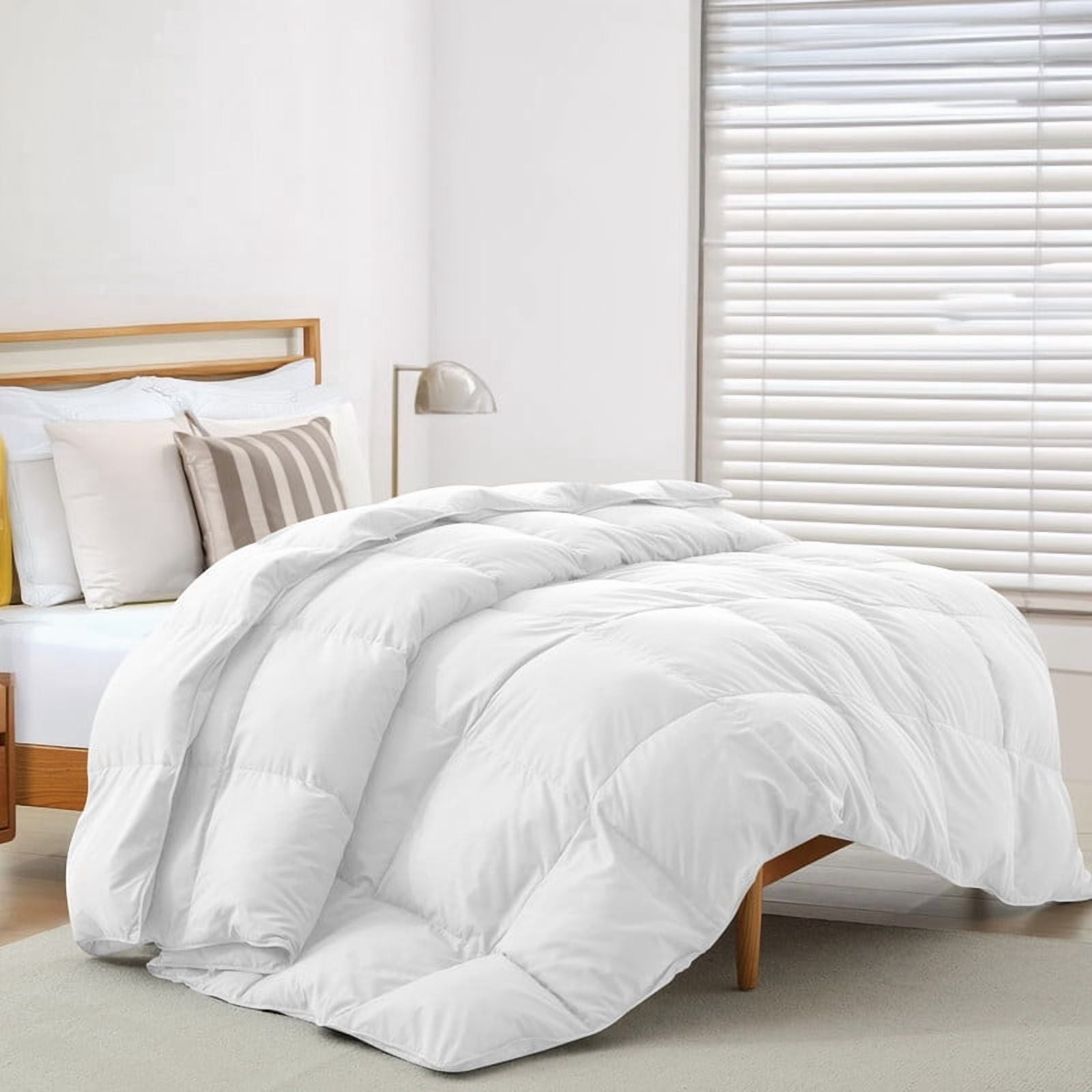 Lux Decor Premium Twin Comforter Down Alternative - All Season Box Stitched Quilted Duvet Insert with Corner Tabs, Machine Washable Bedding - Oekotex Certified - White