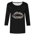 thumbnail image 3 of Lpmadey Leopard Print Tops for Women Y2k Funny Graphic 3/4 Sleeve Crewneck Summer T-Shirt Plus Size Tunic Tops, 3 of 4
