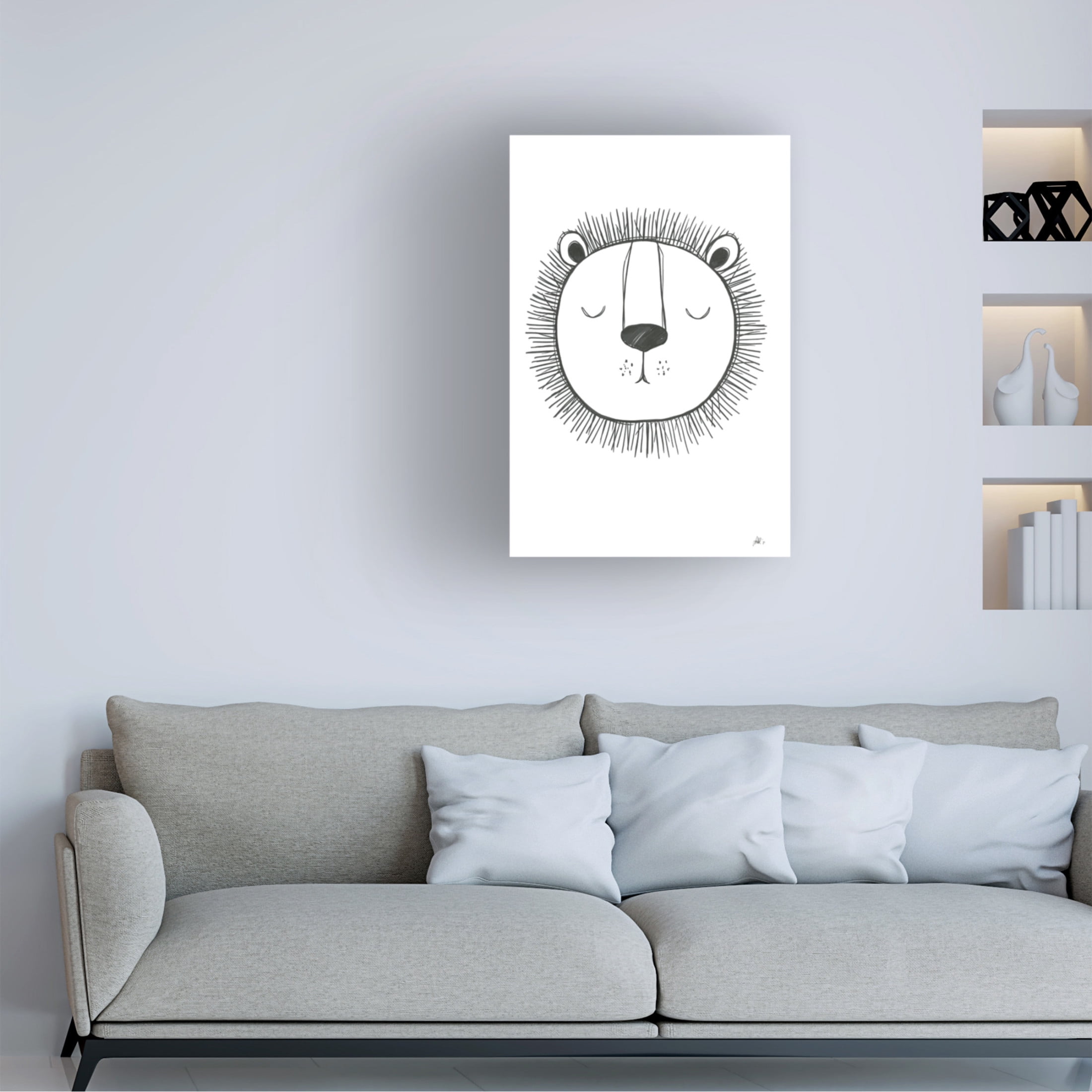 Canvas Wall Art - Lor Muller 'Lion' Wall Art for Living Room, Bedroom, or Office Décor by Trademark Fine Art - 22 x 32 Inches