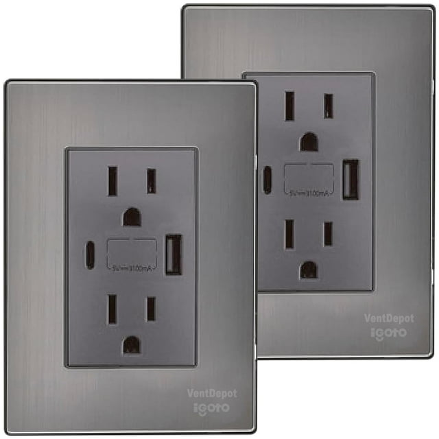 Contacto Doble Inoxium1X1U1BOxford 2Pzas USB A/USB C/Contacto Duplex 110/125-250VCA 15A 50/60Hz 5VDC 3A Plateado/Oxford