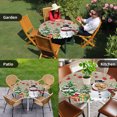 thumbnail image 4 of Rustic Christmas Snowman Round Tablecloth for 55-60 Inch Tables,Fitted Table Cover with Elastic Edge,Xmas Balls Stocking Tree Gifts Waterproof Outdoor Table Cloth Protector for Patio Garden Dinner, 4 of 9