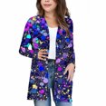 thumbnail image 2 of MKOSPLRT Girls Lightweight Cardigan Sequined Print Long Sleeve Casual Jacket Open Front Oversized Sweater Cardigan with Pockets 5-14Y, 2 of 7