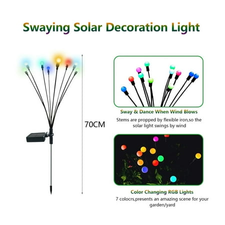 

2Pcs Solar Light Outdoor Waterproof Solar LED Swing Light Lawn Lamp Garden Firefly Floor Lamp Firework Solar Light for Garden Decoration Landscape