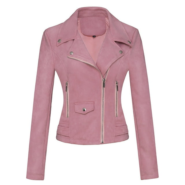 LOVZFMLL Vestes pour Femmes en Cuir à Manches Longues avec Boutons