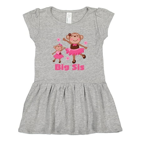 

Inktastic Big Sis Sibling Girl Monkey Gift Toddler Girl Dress