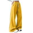thumbnail image 5 of Nestiefly Women’s Barrel Sweatpants Wide Leg Baggy Pants High Waisted Joggers with Drawstring Waist with Pockets 2026 Yellow 2XL, 5 of 8