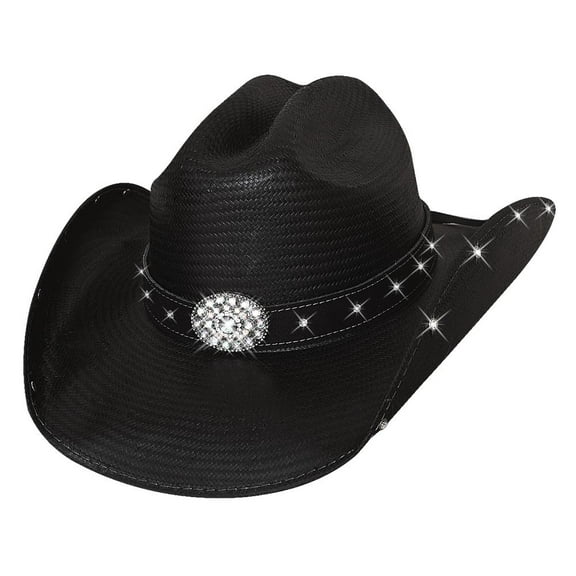 Terri Clark Montecarlo Bullhide Hats HERE for a Good TIME Shantung Panama Straw Western Cowboy Hat Medium Black