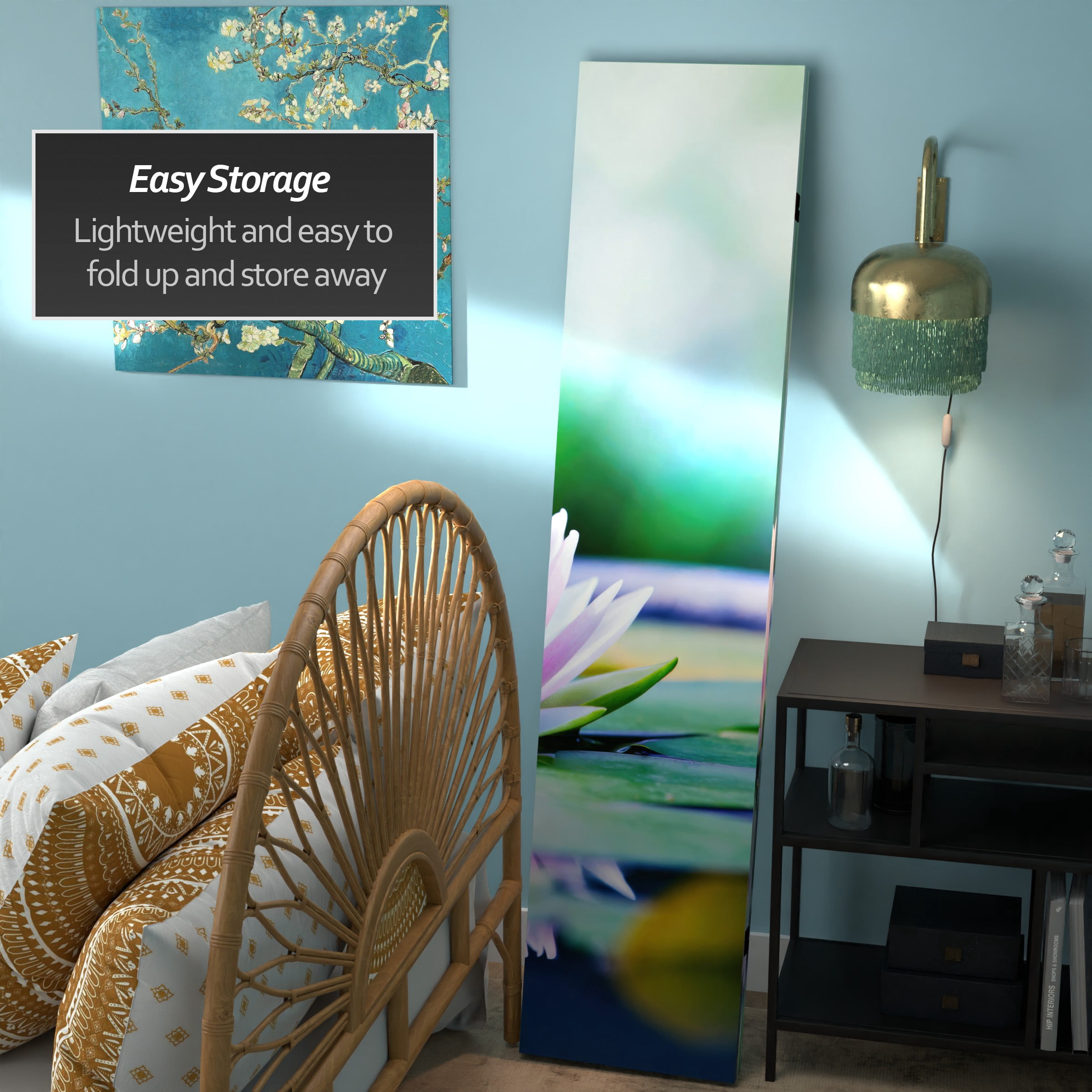 Oriental Furniture 6 ft. Tall Lotus Blossom Canvas Room Divider - 3 Panel