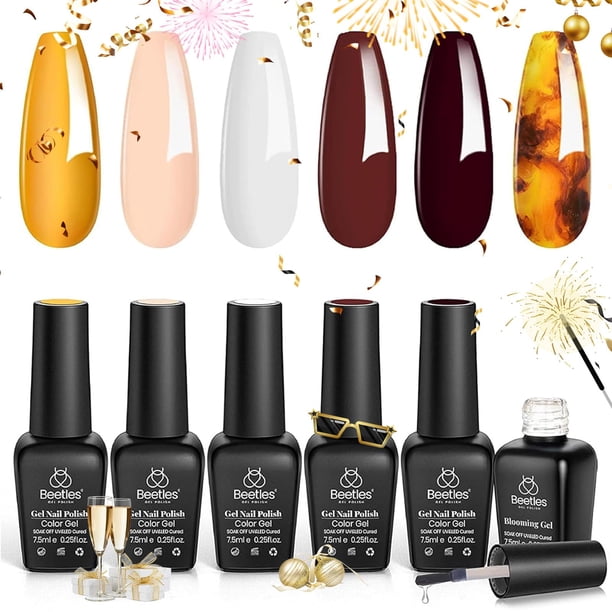 Set de esmaltes de uñas en gel Beetles Amber Attraction con gel floreciente