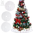 thumbnail image 2 of Gustave 35inch Snowflake Christmas Tree Skirt Snowy White Faux Fur Xmas Tree Skirt for Christmas Decorations Indoor Outdoor New Year Party Supply "Silver", 2 of 8