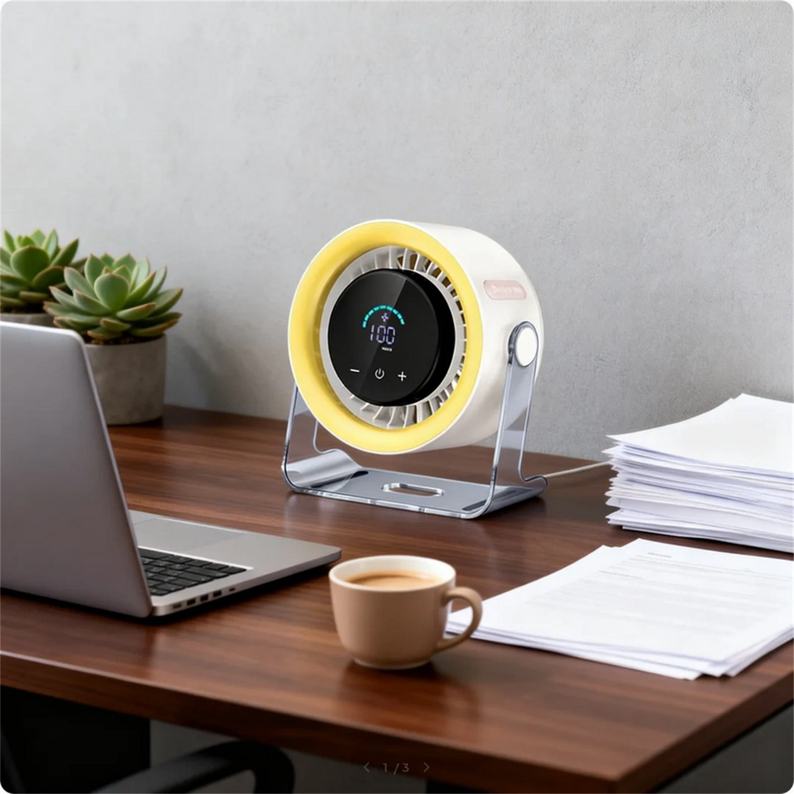 XRSIUX 100 Velocity Adjustable Desktop Fan, 120° Rotatable Turbo Airflow Table Fan with Digital Display, 28dB Silent 4000mAh USB-C Rechargeable Fan for Kitchen Bedroom Office Indoor Outdoorbeige