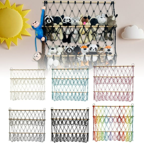 2 Layer Functional Storage Large Capacity Rack for Home Use with Animal Tidy Net Organizer for Nursery Baby Kids Bedroom and Living Room