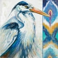 thumbnail image 2 of Pinto, Patricia 12x12 Black Ornate Wood Framed with Double Matting Museum Art Print Titled - Blue Heron Ikat I, 2 of 4