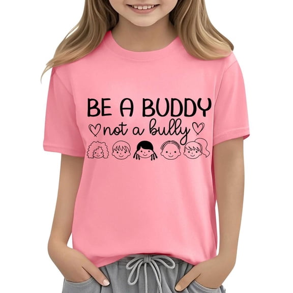Bxsruta Kids Cotton Graphic T-Shirt Anti Bullying School Season Short Sleeve Tee
