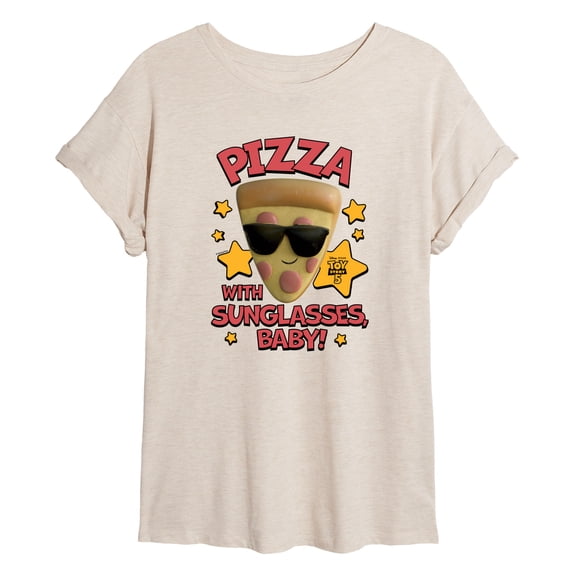Toy Story 5 - Pizza Toy With Sunglasses - Juniors Oversized Graphic T-Shirt