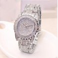 thumbnail image 1 of Reloj de lujo para mujer, reloj helado con movimiento de cuarzo, relojes de diamantes con diamantes de imitación de cristal para mujer, reloj de pulsera de acero inoxidable con diamantes completos JM, 1 of 5