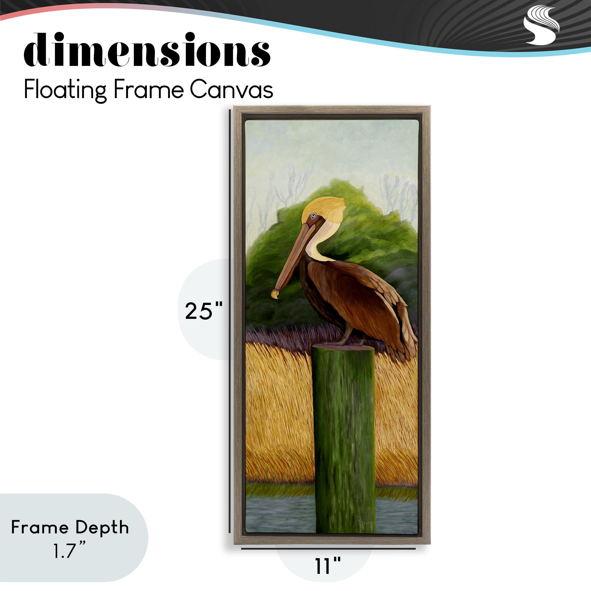 Stupell Industries Perched Blue Eyed Pelican Brown Framed Floater Canvas Wall Art, design by Barbara Fallenbaum