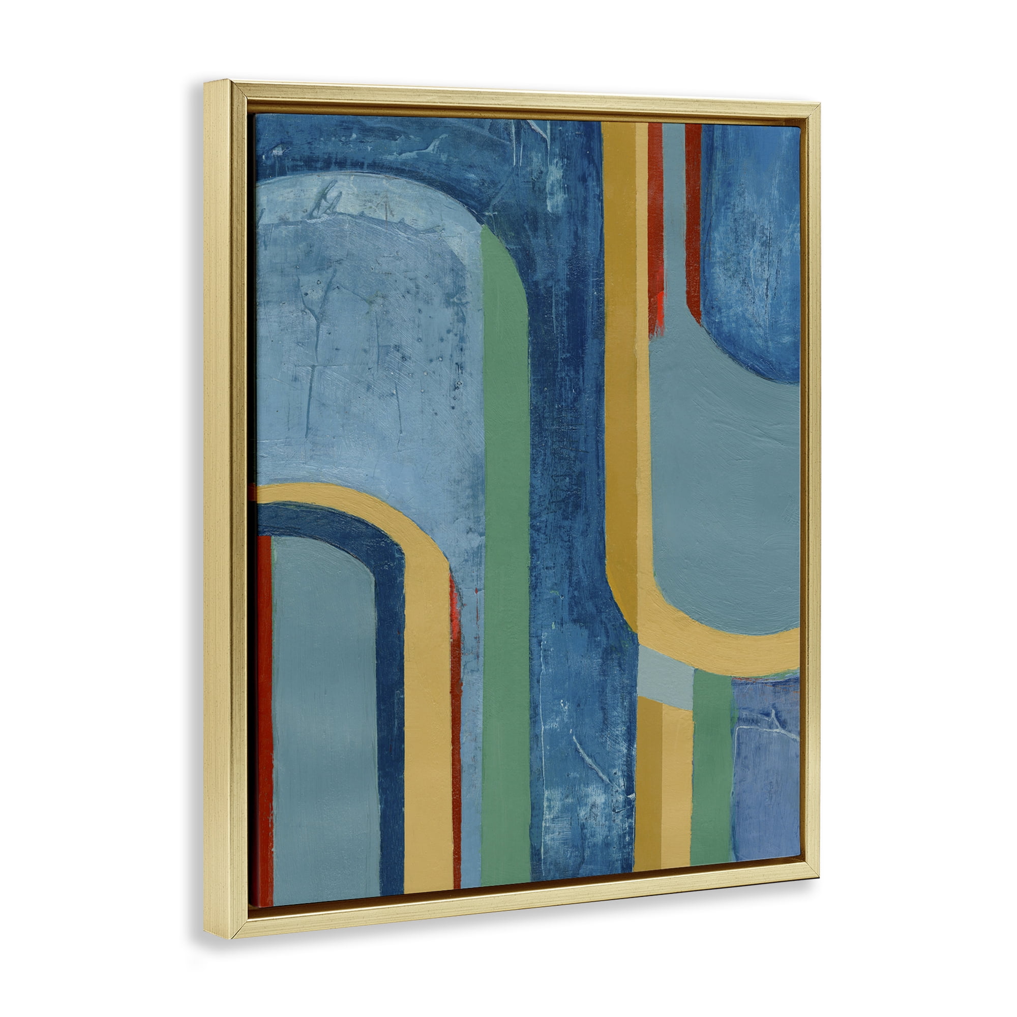 Stupell Industries Dynamic Arches Pattern Abstract Painting Gold Floater Framed Canvas Art Print Wall Art, 17 x 21