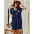 thumbnail image 3 of Ekouaer Nightgowns for Women Button Down Pajamas Tops Short Sleeve Sleepwear V-Neck Sleepwear, 3 of 7
