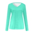 thumbnail image 4 of Womens Long Sleeve V Neck Soft T Shirts Plain Tunic Casual Loose Fit Tops Spring Basic Tees (XX-Large, Mint Green), 4 of 5